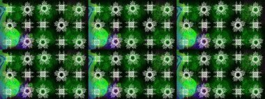 Sembol kışı, donmuş, Noel, yeni yıl tatili. Yeşil, siyah ve mavi siluet kar tanesi işareti. Düz dizayn. Raster illüstrasyonu. Grafiksel element dekorasyonu. Kar Tanesi mozaik simgesi.