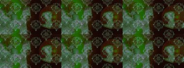 İşlemeli çiçekli, dikişsiz desen. Renkli grunge, koyu yeşil, kahverengi ve siyah çiçeklerle soyut bir arka plan oluşturur. İzler, kumaş, duvar kağıtları, tekstil için raster dokusu.