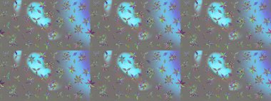 Robot resim. Raster illüstrasyonu. Küçük çiçekte sevimli çiçek deseni var..