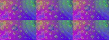 Düz Çiçek Elementleri Tasarımı. Renkli Bahar Teması eskiz kalıbı. Sevimli çiçek raster deseni. Mor renkte çiçekler.