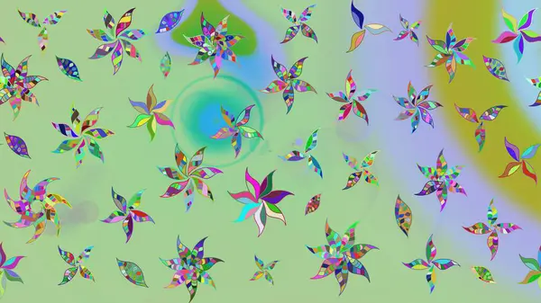 Ağaç dallı bahar çiçekleriyle desen, çiçek siluetiyle nötr renkler. Raster deseni.