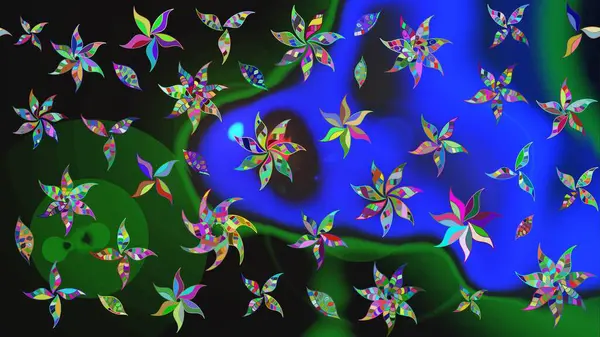 Çiçek deseni. Raster illüstrasyonu. Chichi 'nin kumaş kalıbını çiz. Renkli Bahar Teması eskiz kalıbı. Düz Çiçek Elementleri Tasarımı.