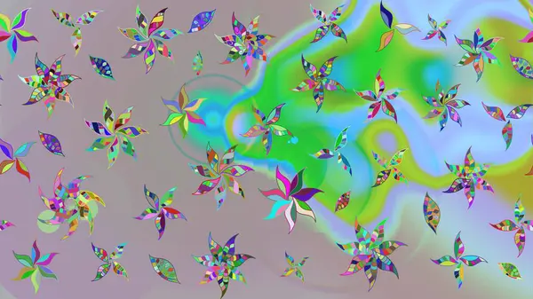 Motley illüstrasyonu. Küçük renkli çiçekler. Küçük çiçekte güzel bir desen. Moda baskıları için zarif bir şablon. Tarafsız çiçekli bahar çiçekleri.