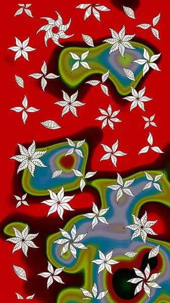 Çiçek desenli raster, kırmızı çizgi grafik desenli soyut raster arkaplan. Modern stil dokusu.