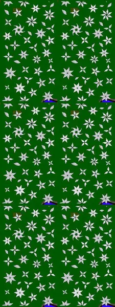 Suluboya çiçekli çiçek deseni. Raster illüstrasyonu. Yeşil renkli Asyalı tekstil.