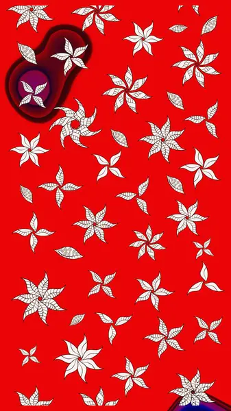 Soyut etnik raster çizim kalıbı. Vadinin çiçekleri kırmızı renklerde. Çiçekler..