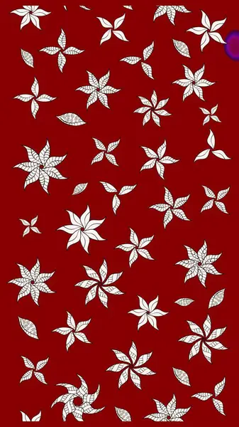 Ağaç dallı bahar çiçekleri, çiçek siluetiyle kırmızı renkte desen. Raster deseni.