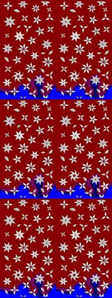 Raster Illustrasyon 'daki Çiçek Deseni' nin son moda çizimi. Kırmızı renkte çiçekler. Renkli Yaz Temalı eskiz kalıbı. Düz Çiçek Elementleri Tasarımı.