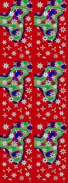 Raster. Zarif, parlak ve kırmızı çiçek desenli eskiz. Sabıka baskıları, bebek kıyafetleri, duvar kâğıtları, paket kutuları vb..