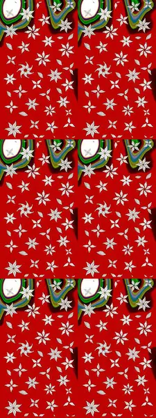 Moda baskıları için zarif bir şablon. Halk tarzı. Parlak renkli çiçekli ve kırmızı yapraklı harika bir çiçek deseni. Modern çiçek arkaplanı.