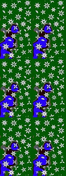 Güzel kumaş deseni. Raster suluboya deseni, narin çiçekler, yeşil çiçekler, tebrik kartı şablonu..