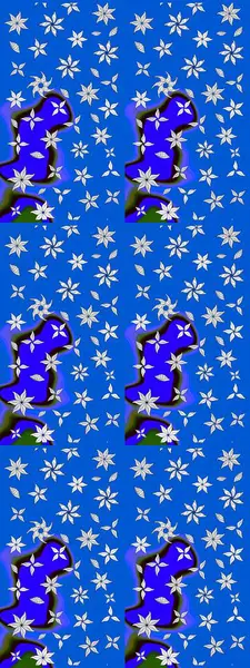 Renkli Bahar Teması eskiz kalıbı. Düz Çiçek Elementleri Tasarımı. Çiçekli çizim şekli. Mavi renkte çiçekler.