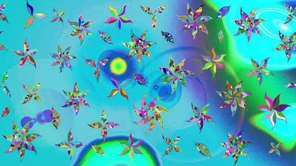 Mavi renkli çiçekler. Renkli Bahar temalı eskiz modeli. Çiçekli çiçek deseni, suluboya. Düz Çiçek Elementleri Tasarım Raster illüstrasyonu.