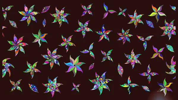 Soyut etnik raster çizim kalıbı. Vadinin çiçekleri kahverengi renklerde. Çiçekler..