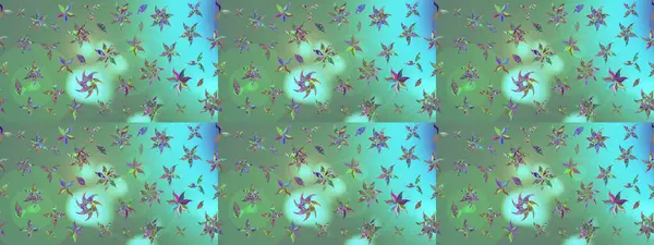 Raster illüstrasyonu. Çiçek desenli çizim. Yeşil renkli Asyalı tekstil.