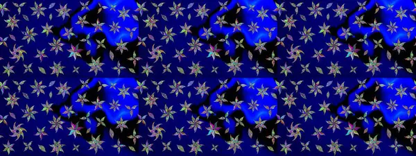 Raster illüstrasyonu. Yaprak ve çiçeklerin suluboya resimleri, mavi renkte çizimler. Yumuşak, bahar çiçekleri mavi renklerde.