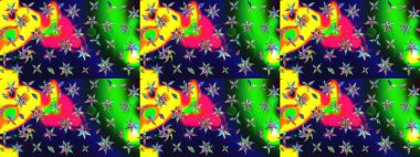 Raster illüstrasyonu. Tomurcukları papatya çiçekleri olan sevimli bir çiçek deseni. Eskiz geçmişi. Miles Fleur, süslü püslü bir süs. Kumaş, tekstil, duvar kağıdı baskısı için. Antika retro tarzı.