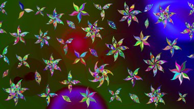 Raster suluboya çiçek deseni, narin çiçekler, yeşil çiçekler, tebrik kartı şablonu. Güzel kumaş deseni.