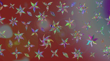 Kahverengi kıvırcık çiçekler kahverengi renklerde şekillenir. Klasik çiçek tasarımı elementleri. Raster illüstrasyonu.