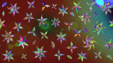 Raster illüstrasyonundaki çiçek desenli çizim. Kahverengi renkte çiçekler.