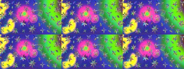 Mavi renkte etnik çiçeklerle süslenmiş zarif bir eskiz. Asya Tekstil 'inde Raster Çiçek İllüstrasyonu.