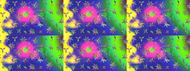 Renkli Yaz Temalı eskiz kalıbı. Yeşil renkli çiçekler. Düz Çiçek Elementleri Tasarımı. Çiçekli retro deseni çiz.