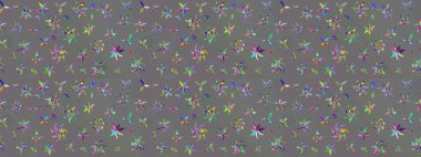 Tekstil için suluboya eskiz deseni. Şirin çiçekli, desenli, gri renkli bir eskiz deseni. El çizimi çiçek çizimi deseni (fayans)).