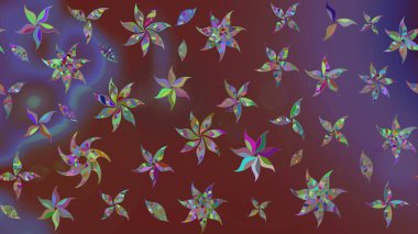 Moda baskıları için zarif bir şablon. Motley illüstrasyonu. Küçük çiçekte güzel bir desen. Çiçekli bahar çiçekleri. Küçük renkli çiçekler..