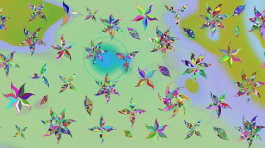 Halk tarzı. Modern çiçek arkaplanı. Rengarenk çiçekleri ve doğal renklerde yaprakları olan harika bir çiçek deseni. Moda baskıları için zarif bir şablon.