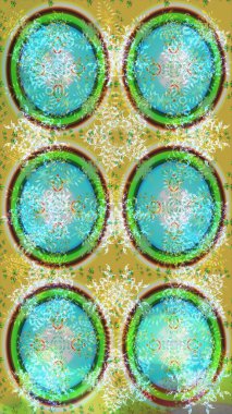 Renkli kar taneleri Raster çizimi. Güzel bir kış süsü. Raster yeşili, mavi ve nötr kar tanesinden izole edilmiş.