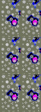 Sevimli çiçek raster deseni. Yeşil renkli çiçekler. Renkli Bahar Teması eskiz kalıbı. Düz Çiçek Elementleri Tasarımı.