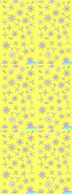 Çiçek buketleriyle klasik bir eskiz şekli. Raster illüstrasyonu. Sarı renklerde.