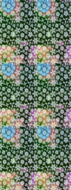 Raster illüstrasyonundaki çiçek desenli çizim. Gri renkli çiçekler.