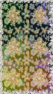 Geleneksel klasik altın desen. Raster oryantal süs. Barok tarzında kusursuz bir doğulu süsü. Altın elementlerle gri renklerde altın desen.