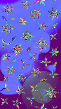 Raster düz çiçek çizim deseni. Mor renkli çiçekler. Tasarım hediye paketi, tebrik kartları, posterler ve afiş tasarımı.