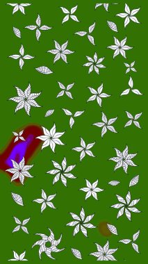 Raster illüstrasyonu. Çizim çiçek deseni duvar kâğıdı olarak kullanılabilir. Yeşil renkte çiçekler.