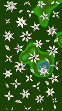 Çiçek kompozisyonu, el boyası, hassas şablon. Üst manzara, yumuşak yeşil renk tarzı. Manzaralı çiçek deseni. Sevgililer günü ve tebrik kartı konsepti için şık bir davet.