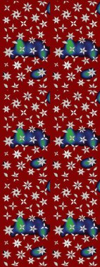 Çiçek ve yapraklı karalama şeklinde Raster çiçek deseni. Raster illüstrasyonu. Kibarca, bahar çiçekleri kırmızı renklerde.