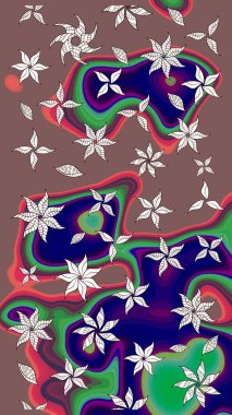 Kahverengi renkte çok kahverengi, zarif küçük çiçekler ve komik böcekler, raster desen, illüstrasyon.