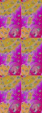 Küçük sarı çiçeklerle oldukça eski bir besin torbası deseni. Tekstil, kumaş, kapaklar, duvar kağıtları, baskı, paket, koleksiyon defteri, örgü, dekupaj için çiçek arkaplanı..