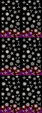 Raster illüstrasyonu. Tropik çiçek desenleri. Siyah renkte çiçekler.