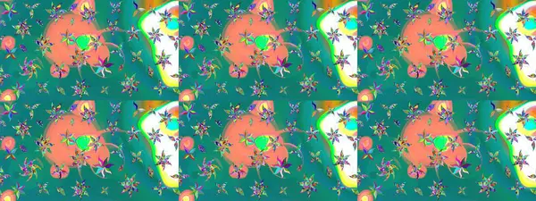 Raster illüstrasyonundaki çiçek desenli çizim. Mavi renkte çiçekler.