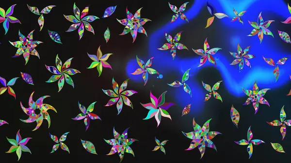 Yaprak ve çiçeklerin suluboya resimleri, gri renkte çizimler. Raster illüstrasyonu. Gri renkte bahar çiçekleri..