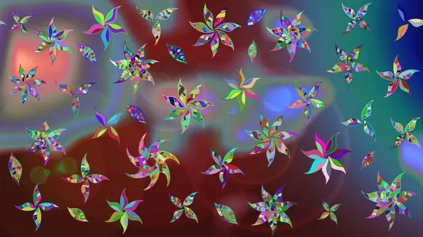 Kahverengi arka planda. Elle çizilmiş çiçek desenli Raster çizimi. Tekstil, kumaş, ambalaj, hatıra defteri için hoş bir çiçek arkaplanı. Çocuksu tasarım.