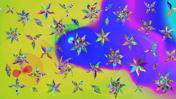 Çiçekler suluboya tarzında sarı renkte. Raster illüstrasyonunda çiçek deseni çizimi.