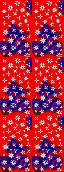 Eskiz klasiği. Raster Şirin kumaş deseni. Renkli Bahar Teması eskiz kalıbı. Düz Çiçek Elementleri Tasarımı.