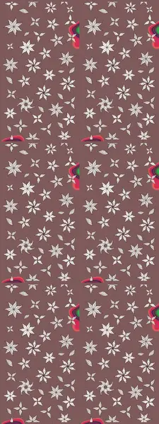 Çiçekli karalama şeklinde Raster çiçek deseni. Kahverengi renkte yaz çiçekleri. Raster illüstrasyonu.