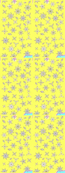 Çiçek buketleriyle klasik bir eskiz şekli. Raster illüstrasyonu. Sarı renklerde.