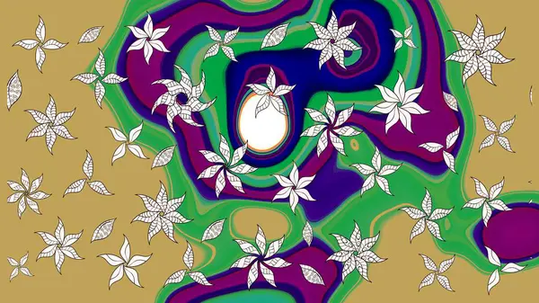 Elle çizilmiş çiçek desenli Raster çizimi. Çocuksu tasarım. Sarı arka planda. Tekstil, kumaş, ambalaj, hatıra defteri için güzel çiçek arkaplanı..