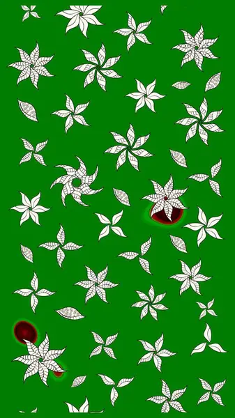 Küçük çiçekteki sevimli çiçek deseni. Soyut çiçek çizim kalıbı arka planı. Yeşil renklerde. Raster deseni. Raster illüstrasyonu.